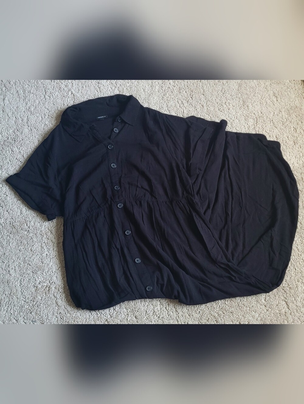 Torrid Black Slub Dress, Buttons, Size 1x, Rayon - Picture 5 of 11